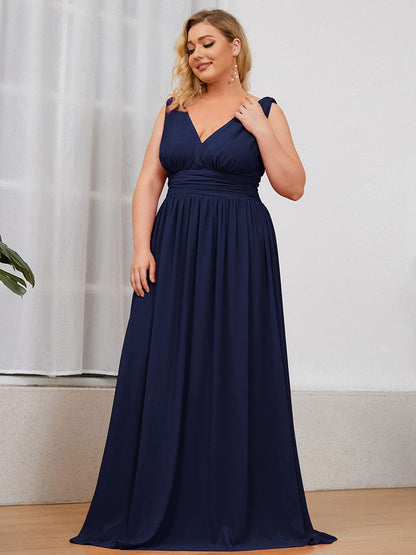 Elegant Plus Size Evening Gown with Double V-Neck