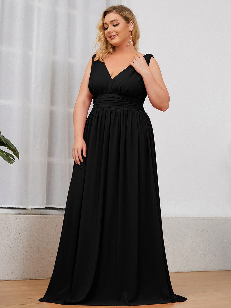 Elegant Plus Size Evening Gown with Double V-Neck