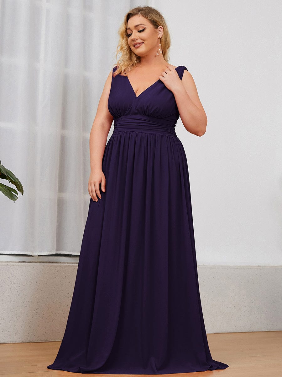 Elegant Plus Size Evening Gown with Double V-Neck