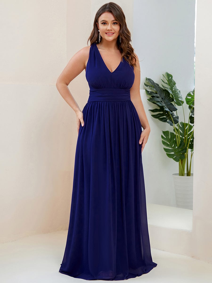 Elegant Plus Size Evening Gown with Double V-Neck
