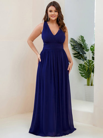 Elegant Plus Size Evening Gown with Double V-Neck