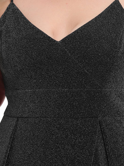 Elegant Plus Size Evening Gown with Spaghetti Straps and Pleated Detail