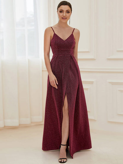 Elegant Plus Size Evening Gown with Spaghetti Straps and Pleated Detail