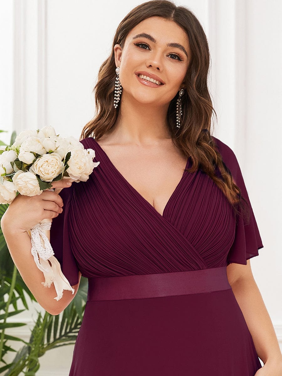 Elegant Plus Size Evening Gown with V-Neck Ruffles