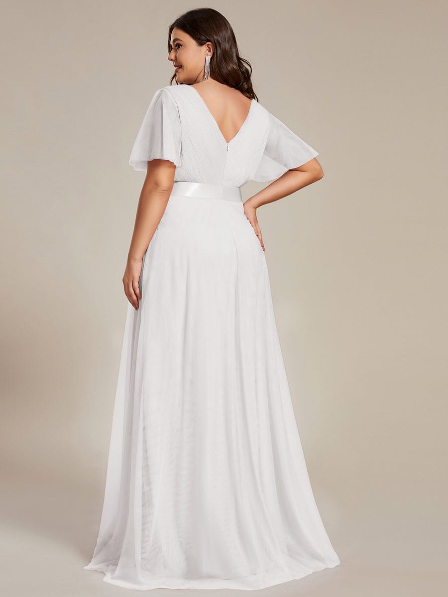 Elegant Plus Size Floor-Length Bridesmaid Gown with Short Sleeves