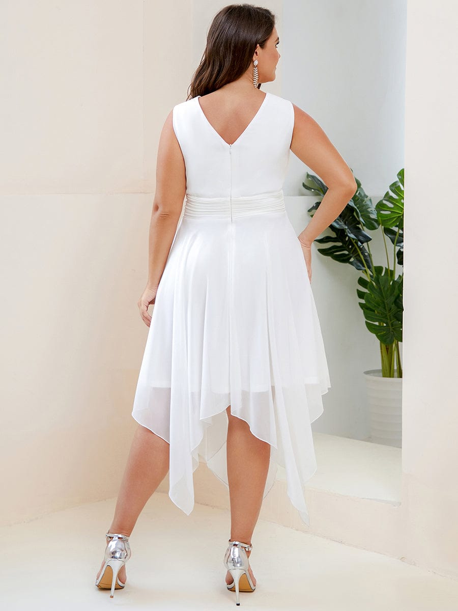Elegant Plus Size Knee Length Chiffon Bridesmaid Dress with Asymmetrical Hem
