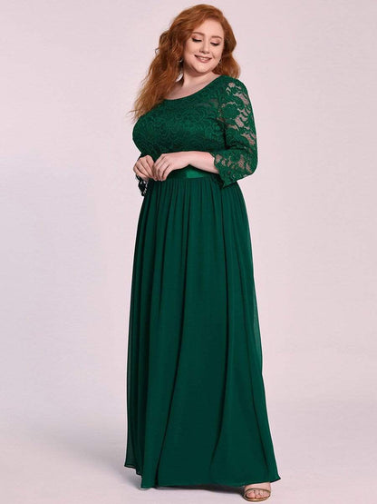 Elegant Plus Size Lace Evening Gown with Long Sleeves