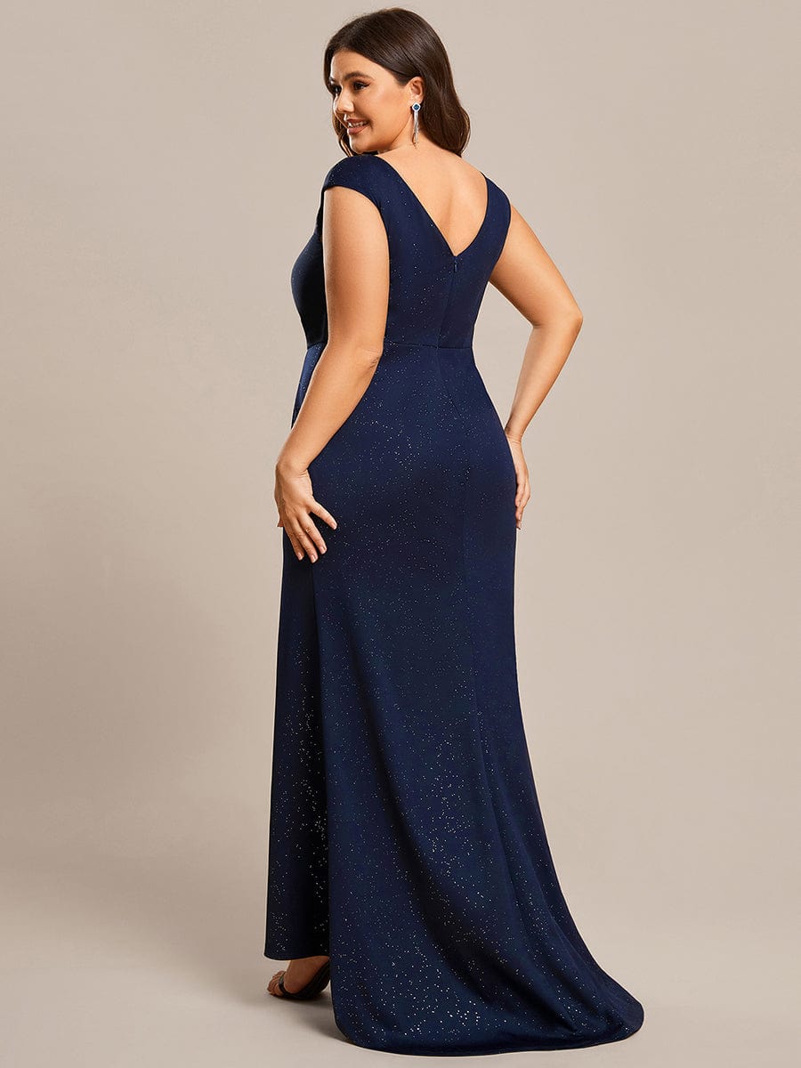 Elegant Plus Size Mother of the Bride Dress with Cap Sleeves and Side Split