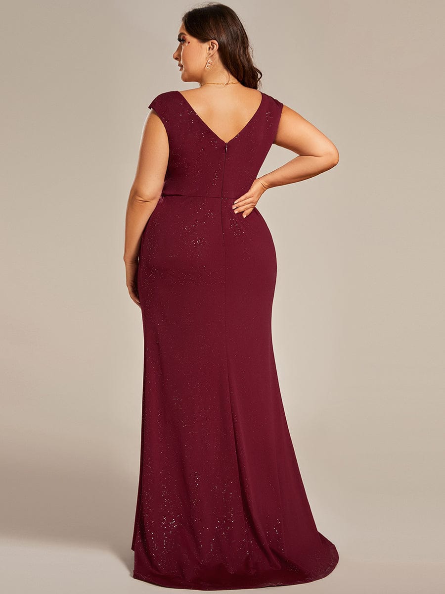 Elegant Plus Size Mother of the Bride Dress with Cap Sleeves and Side Split
