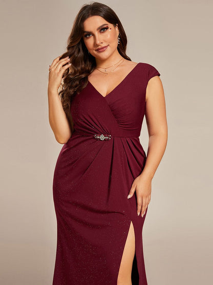 Elegant Plus Size Mother of the Bride Dress with Cap Sleeves and Side Split