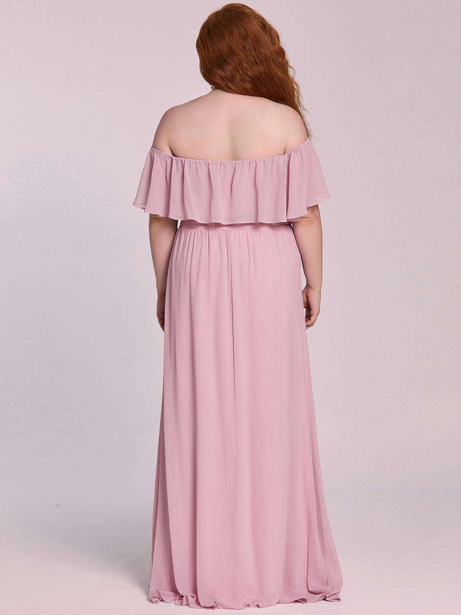 Elegant Plus Size Off-Shoulder Bridesmaid Dress with Thigh-High Split