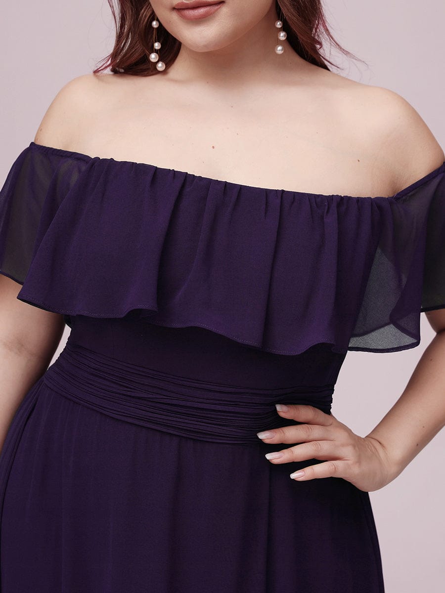 Elegant Plus Size Off-Shoulder Bridesmaid Dress with Thigh-High Split