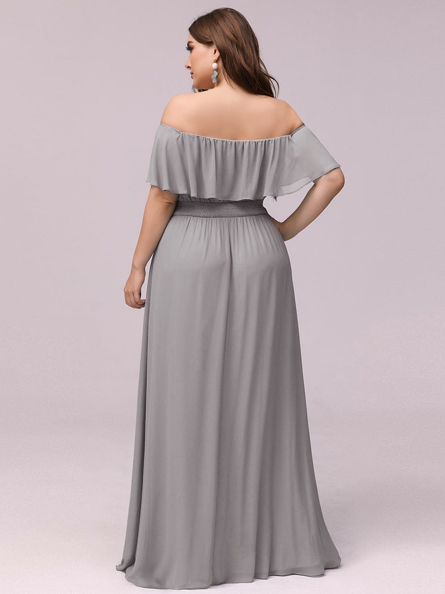 Elegant Plus Size Off-Shoulder Bridesmaid Dress with Thigh-High Split