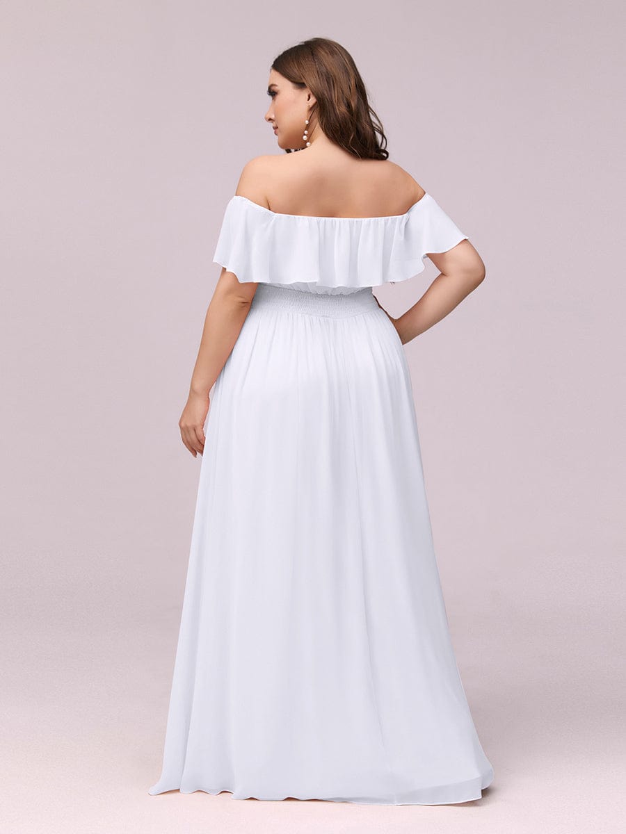 Elegant Plus Size Off-Shoulder Bridesmaid Dress with Thigh-High Split