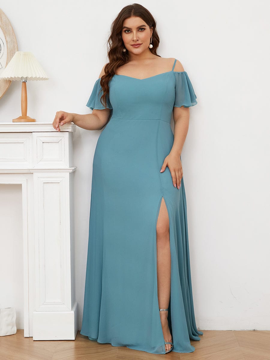 Elegant Plus Size Off-Shoulder Chiffon Bridesmaid Dress
