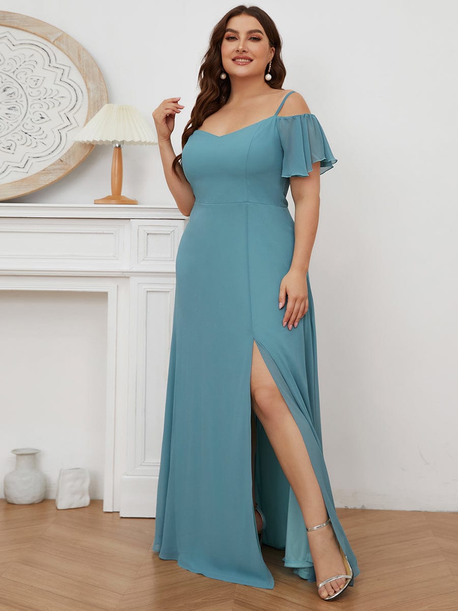 Elegant Plus Size Off-Shoulder Chiffon Bridesmaid Dress