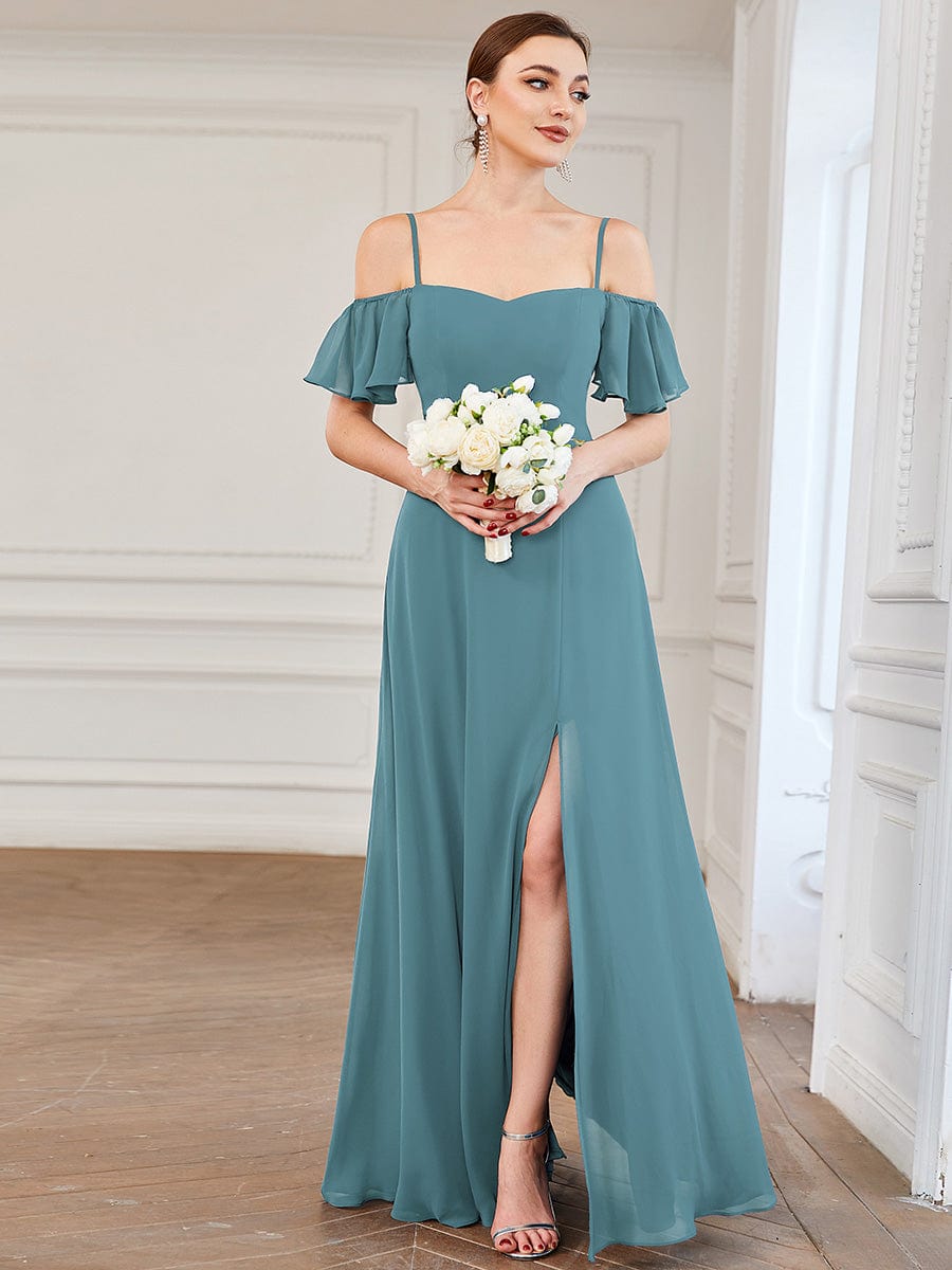 Elegant Plus Size Off-Shoulder Chiffon Bridesmaid Dress