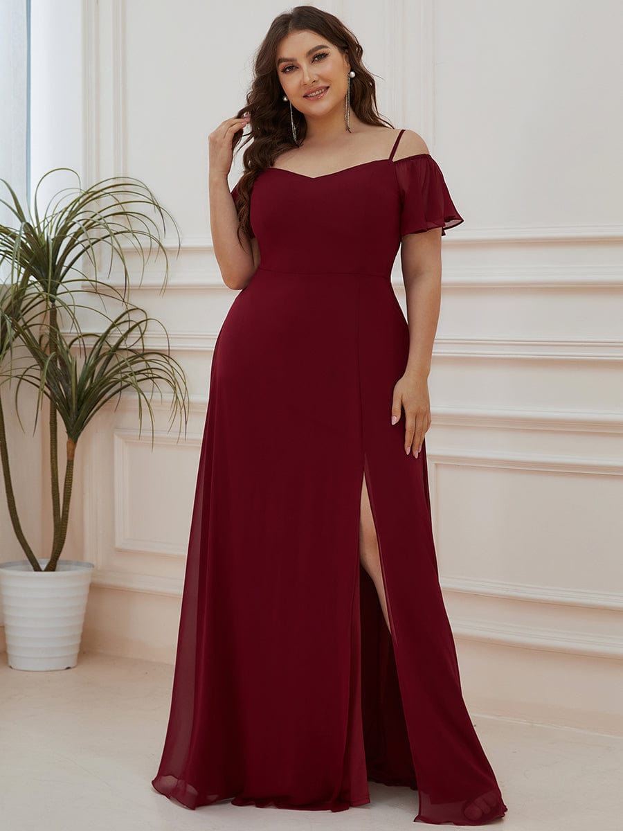 Elegant Plus Size Off-Shoulder Chiffon Bridesmaid Dress