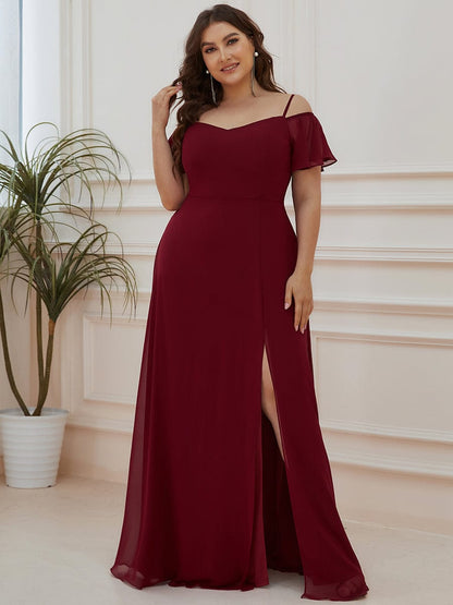 Elegant Plus Size Off-Shoulder Chiffon Bridesmaid Dress