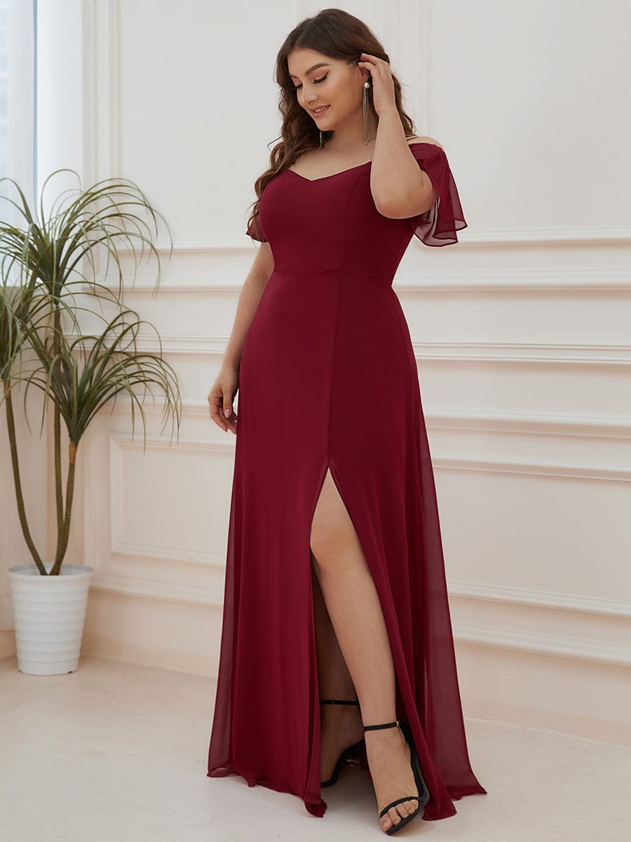 Elegant Plus Size Off-Shoulder Chiffon Bridesmaid Dress