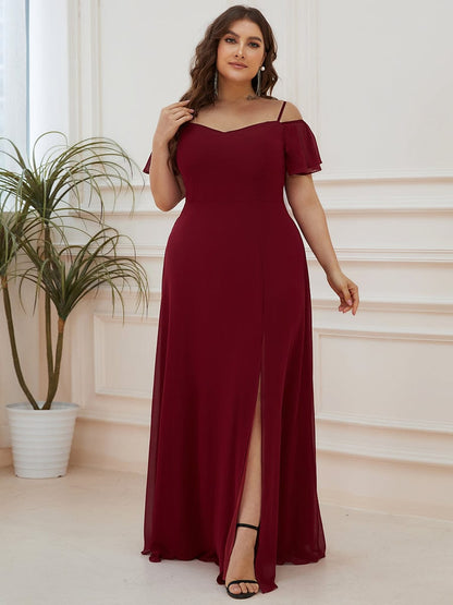 Elegant Plus Size Off-Shoulder Chiffon Bridesmaid Dress
