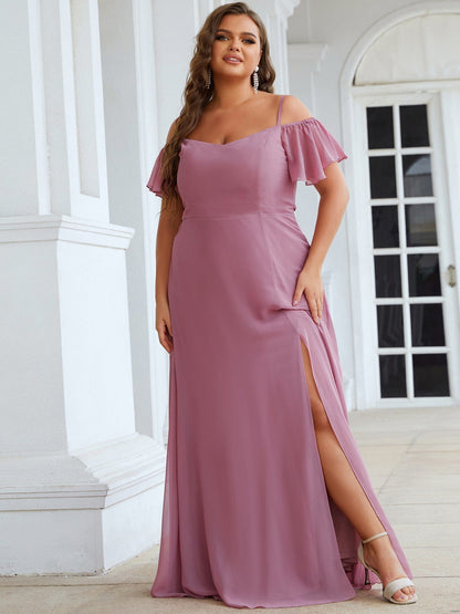 Elegant Plus Size Off-Shoulder Chiffon Bridesmaid Dress