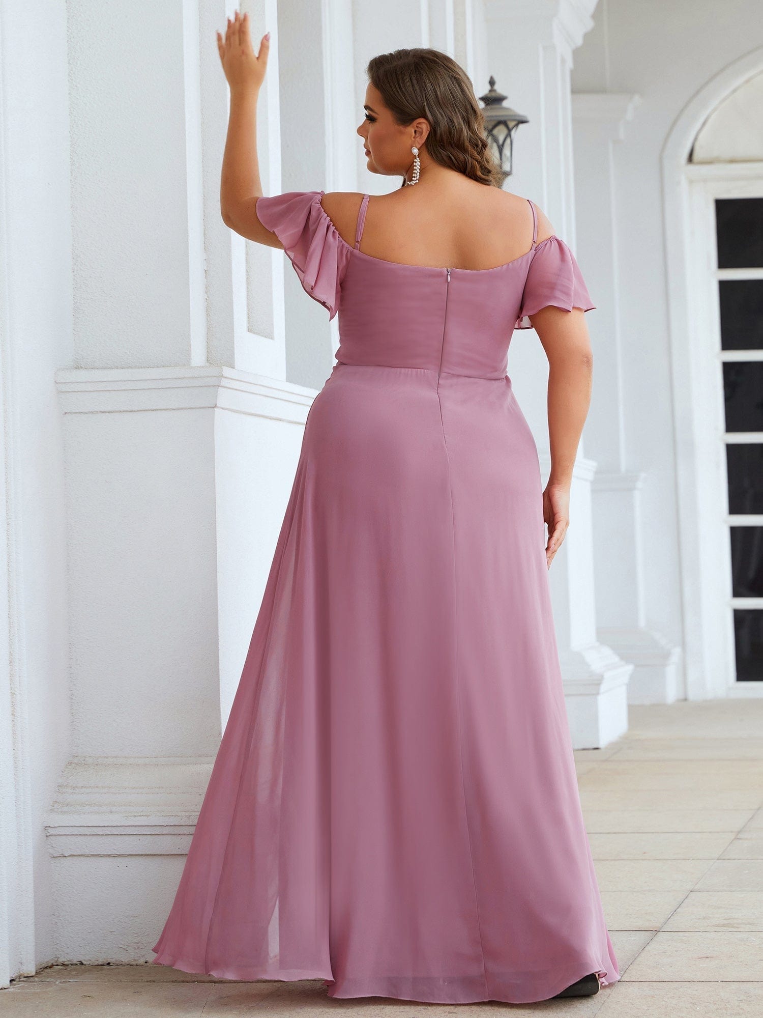Elegant Plus Size Off-Shoulder Chiffon Bridesmaid Dress