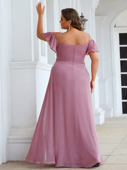 Elegant Plus Size Off-Shoulder Chiffon Bridesmaid Dress