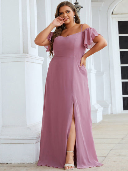 Elegant Plus Size Off-Shoulder Chiffon Bridesmaid Dress
