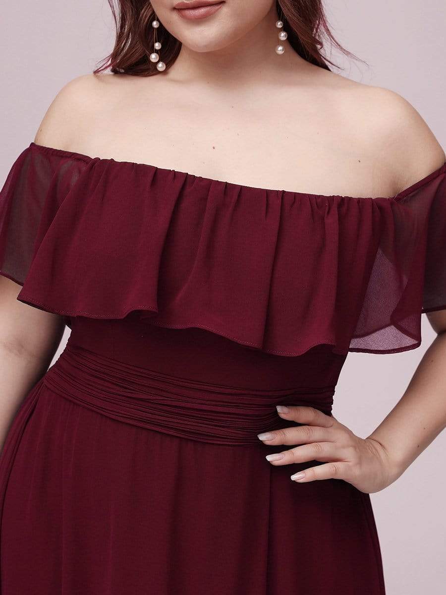 Elegant Plus Size Off the Shoulder Bridesmaid Dress with Thigh Split