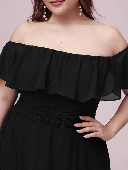 Elegant Plus Size Off the Shoulder Bridesmaid Dress with Thigh Split