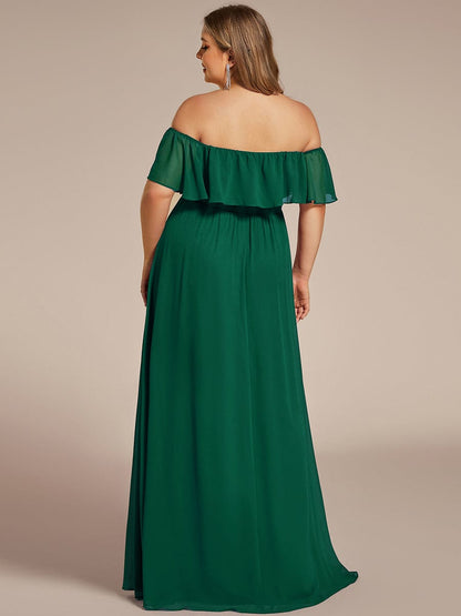 Elegant Plus Size Off the Shoulder Bridesmaid Dress with Thigh Split