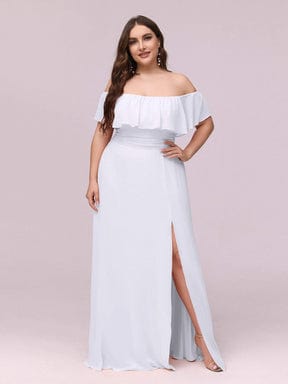 Elegant Plus Size Off the Shoulder Bridesmaid Dress with Thigh Split