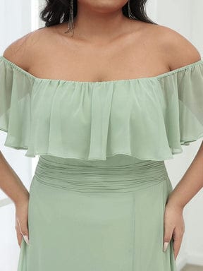 Elegant Plus Size Off the Shoulder Bridesmaid Dress with Thigh Split