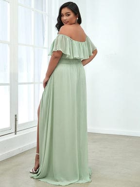 Elegant Plus Size Off the Shoulder Bridesmaid Dress with Thigh Split