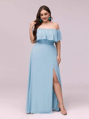 Elegant Plus Size Off the Shoulder Bridesmaid Dress with Thigh Split
