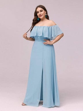 Elegant Plus Size Off the Shoulder Bridesmaid Dress with Thigh Split