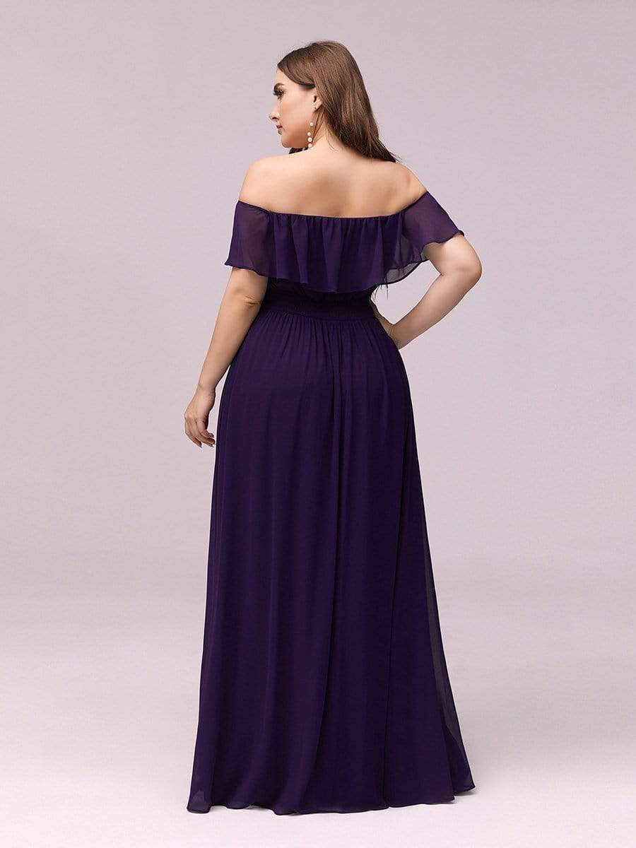 Elegant Plus Size Off the Shoulder Bridesmaid Dress with Thigh Split