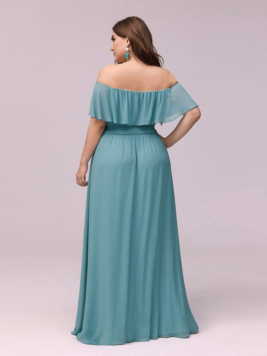 Elegant Plus Size Off the Shoulder Bridesmaid Dress with Thigh Split
