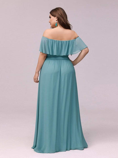 Elegant Plus Size Off the Shoulder Bridesmaid Dress with Thigh Split