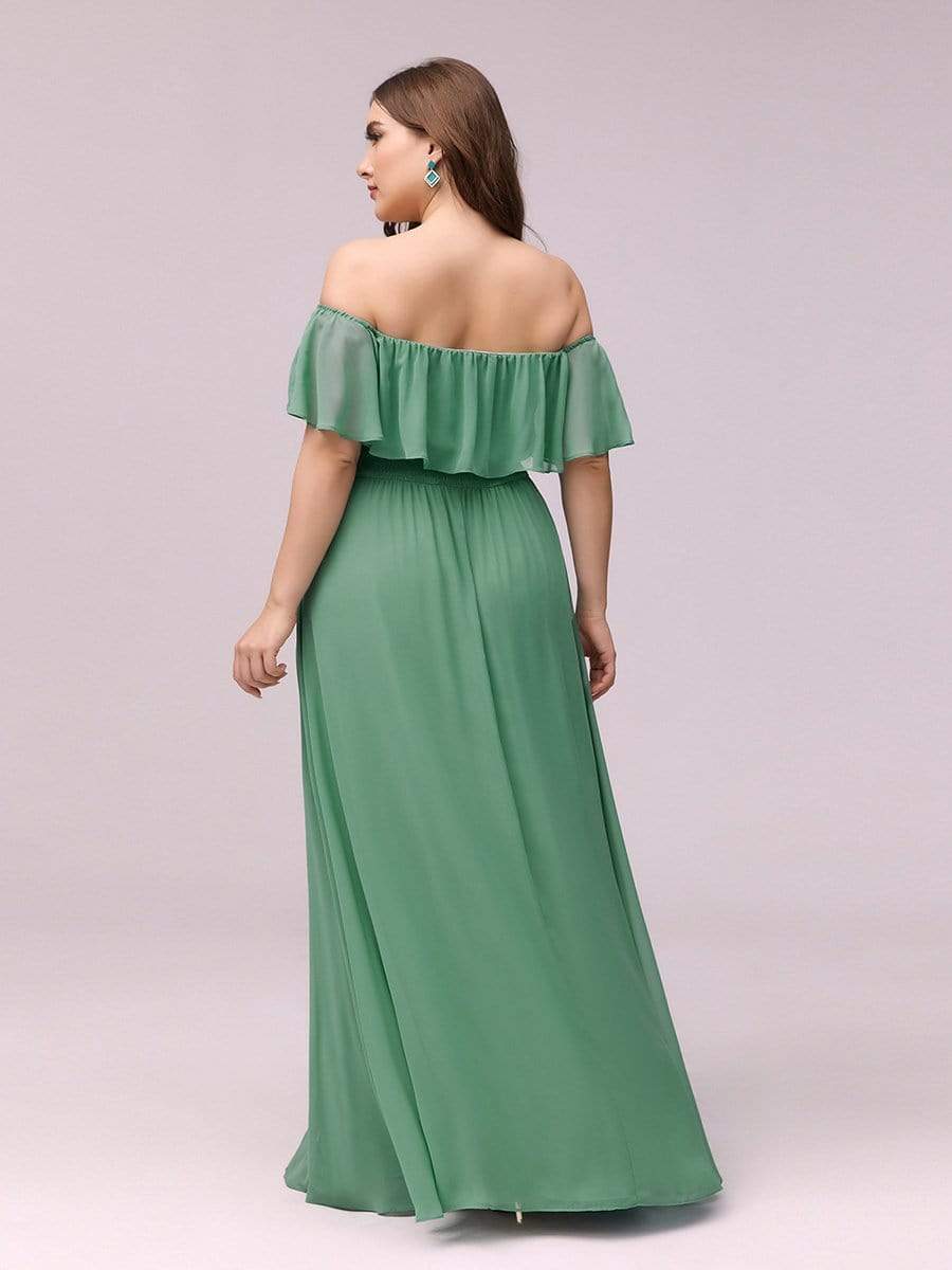 Elegant Plus Size Off the Shoulder Bridesmaid Dress with Thigh Split