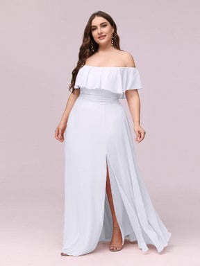 Elegant Plus Size Off the Shoulder Bridesmaid Dress with Thigh Split