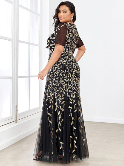 Elegant Plus Size Shimmery Sequin Fishtail Tulle Dress