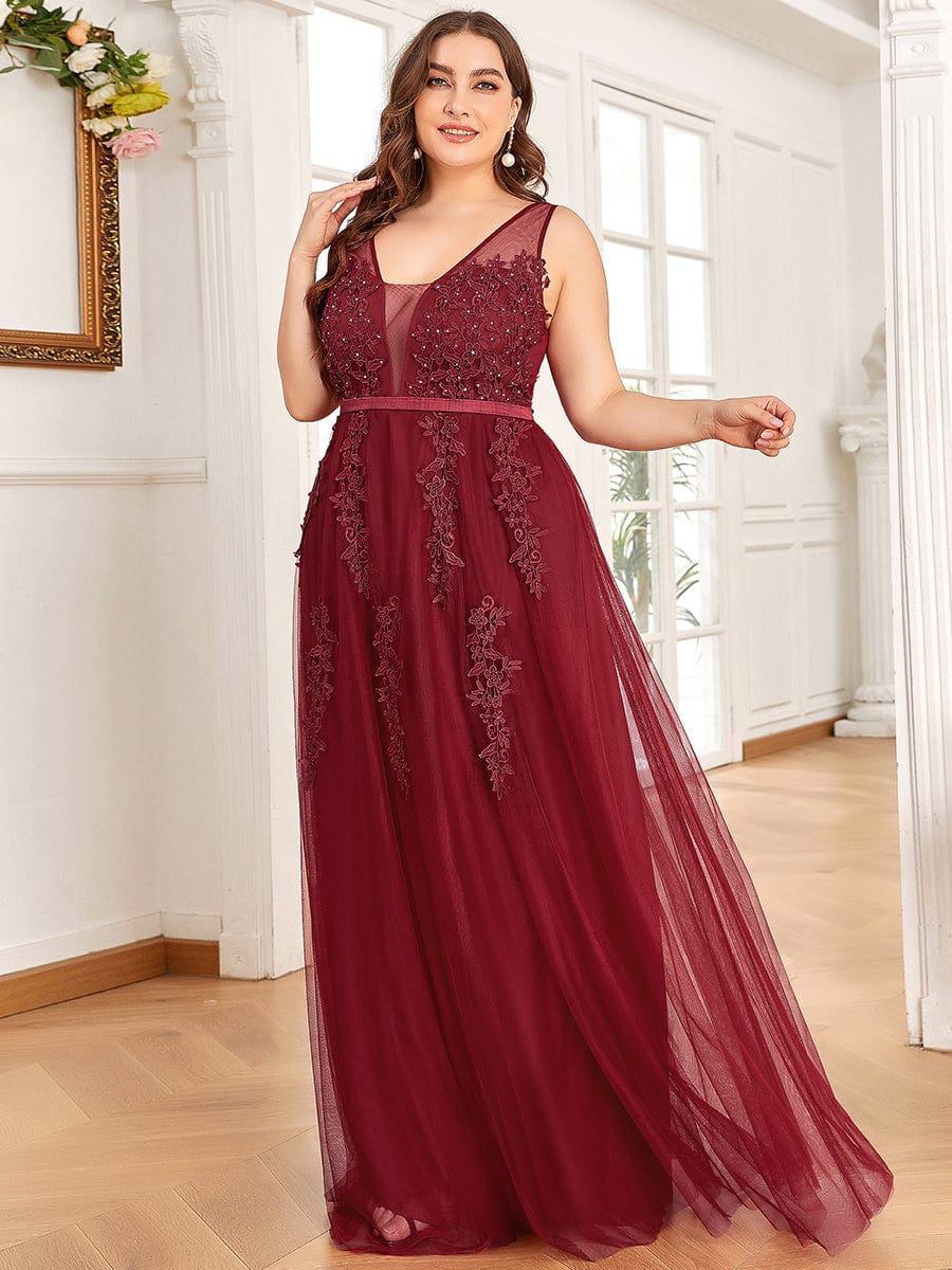 Elegant Plus Size Sleeveless Party Dress