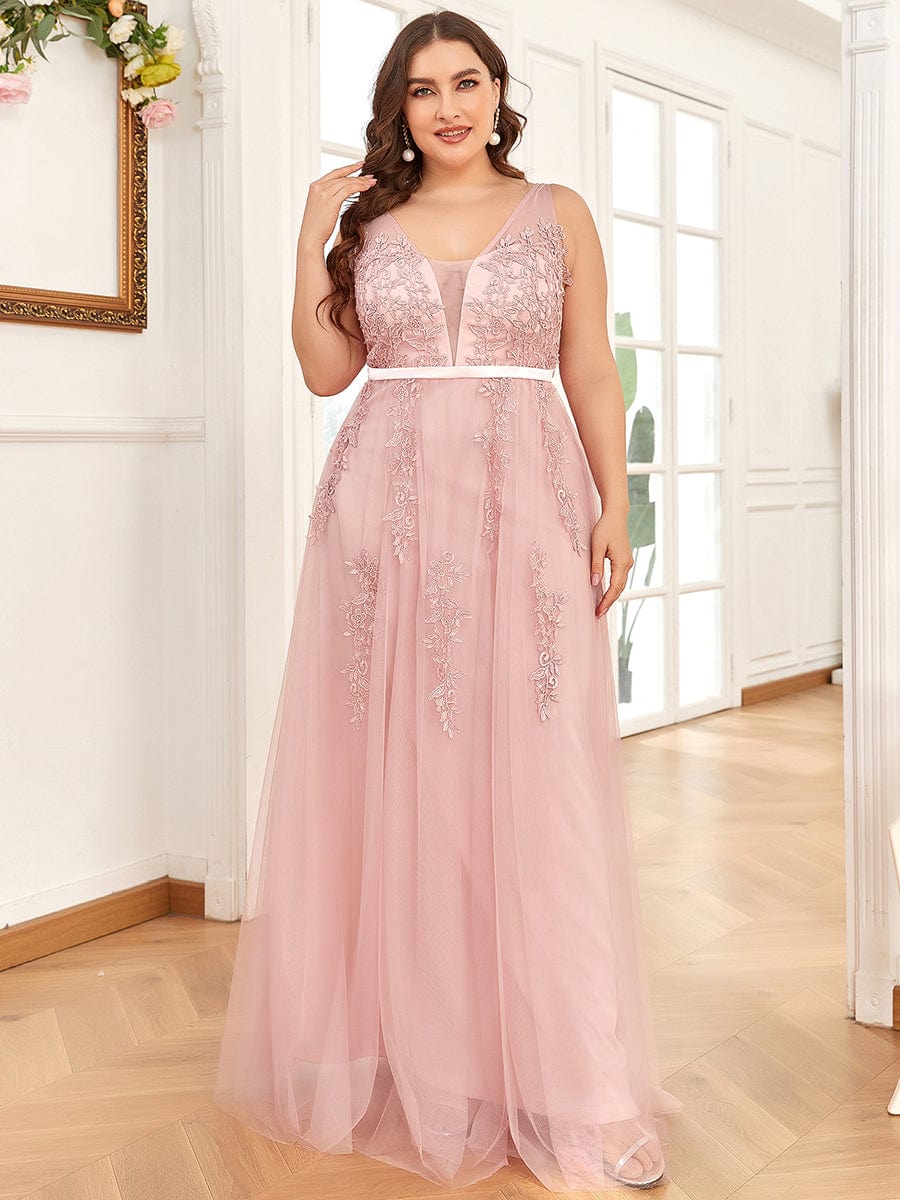 Elegant Plus Size Sleeveless Party Dress