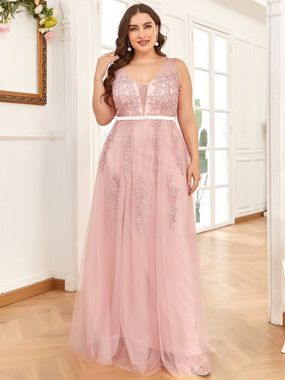 Elegant Plus Size Sleeveless Party Dress