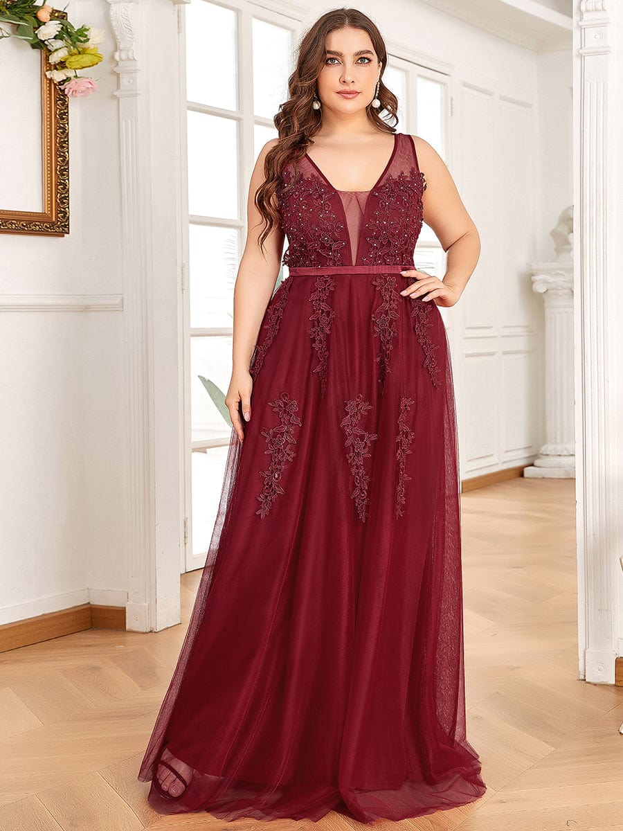 Elegant Plus Size Sleeveless Party Dress