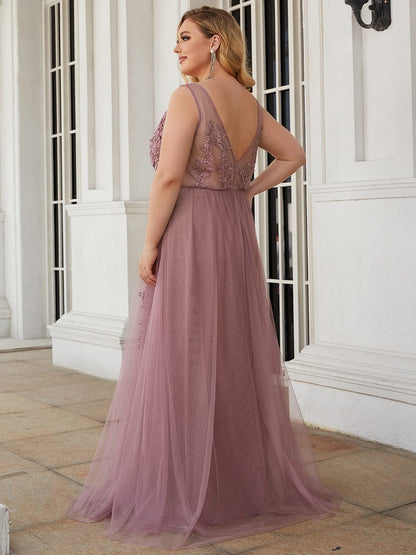 Elegant Plus Size Sleeveless Party Dress