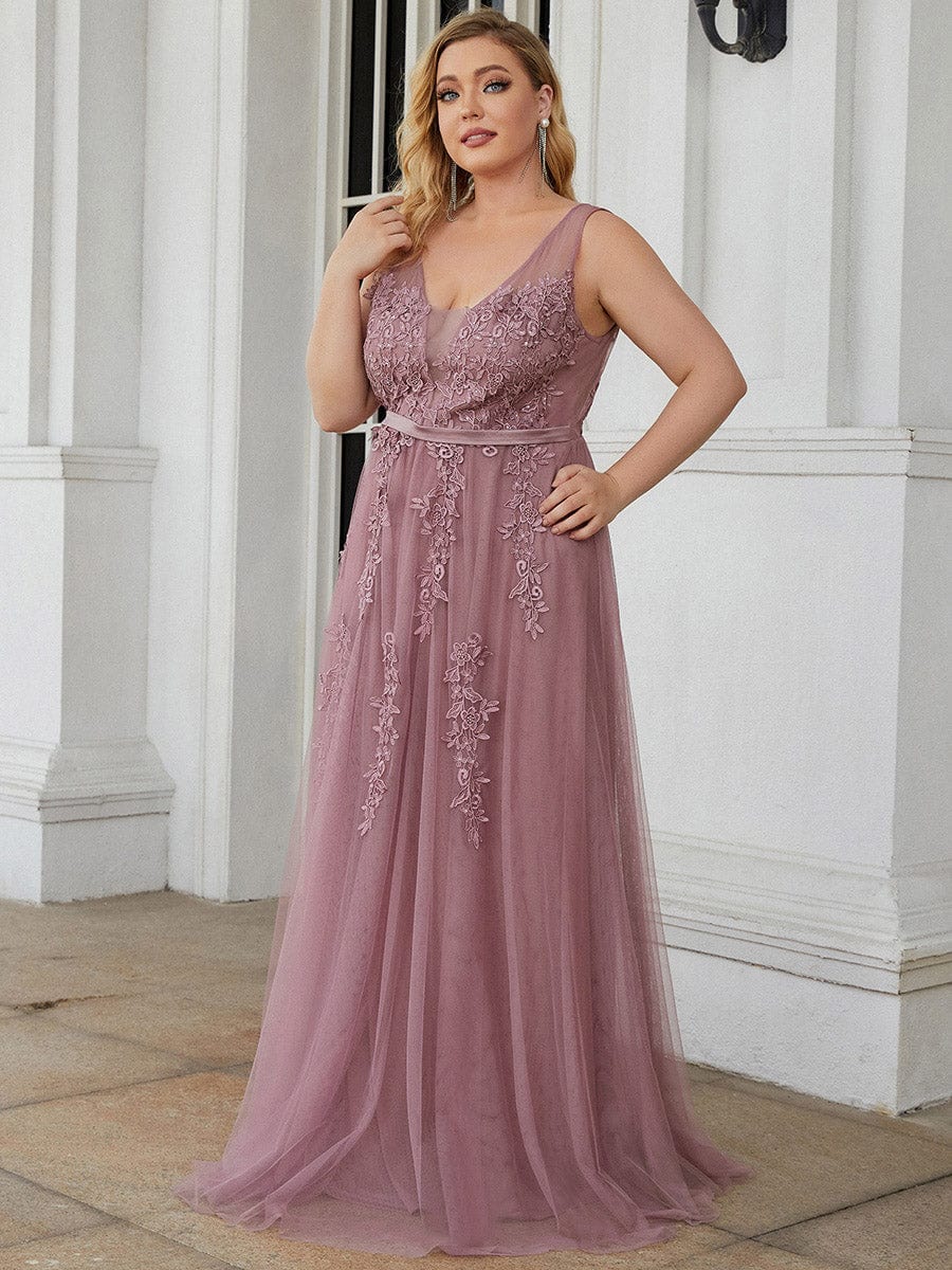 Elegant Plus Size Sleeveless Party Dress