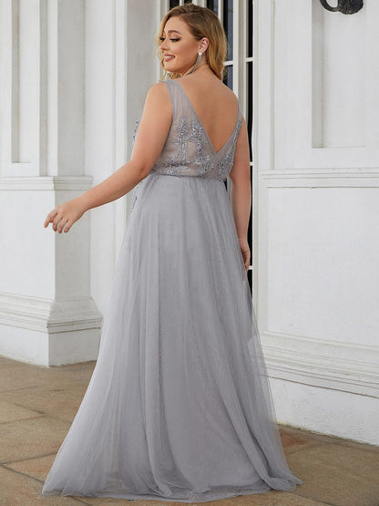 Elegant Plus Size Sleeveless Party Dress